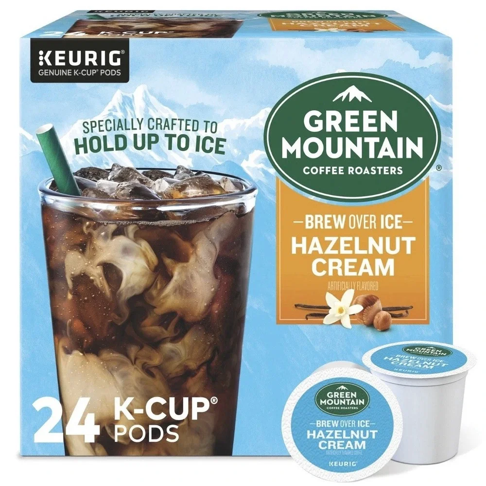 Green Mountain Coffee Roasters Brew Over Ice Hazelnut Cream, K-Cups, 24 Count